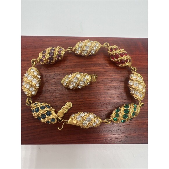 Vintage Camrose Kross Jacqueline Kennedy "The Royal Egg" Crystal Bracelet JBK - Picture 6 of 10
